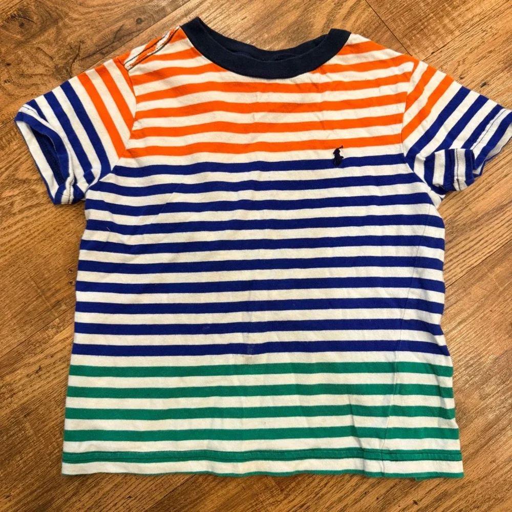 Polo Ralph Lauren Kids Shirts Bundle 5pc Size 4T Orange White Striped Polos Tees - Picture 11 of 16